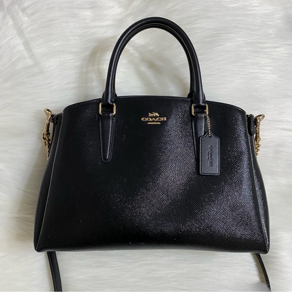 Coach LARGE Sage Carryall Crossbody Satchel Black Patent Leather - Picture 2 of 11